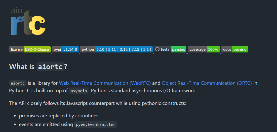 aiortc：Python 异步 WebRTC 库详解 - 基于 asyncio 的实时通信解决方案